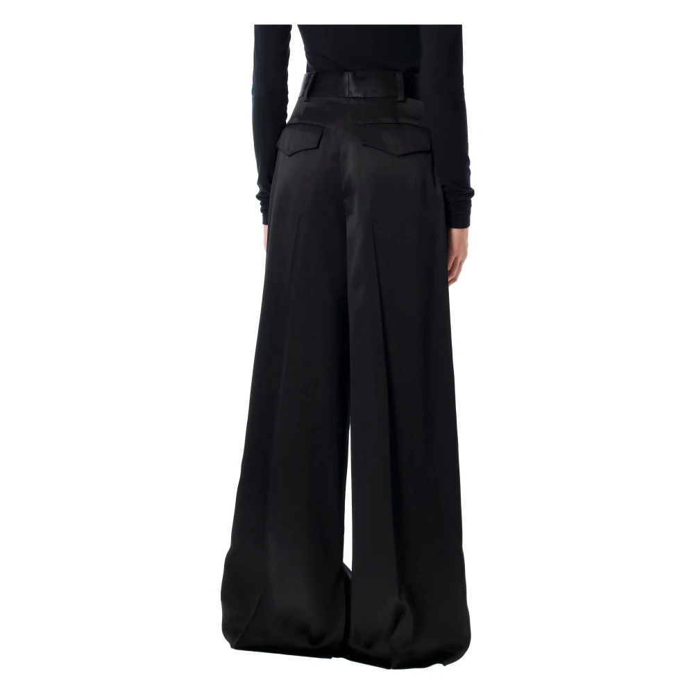 Jil Sander Zwarte Satijnen Palazzo Broek Elegante Broek Black Dames