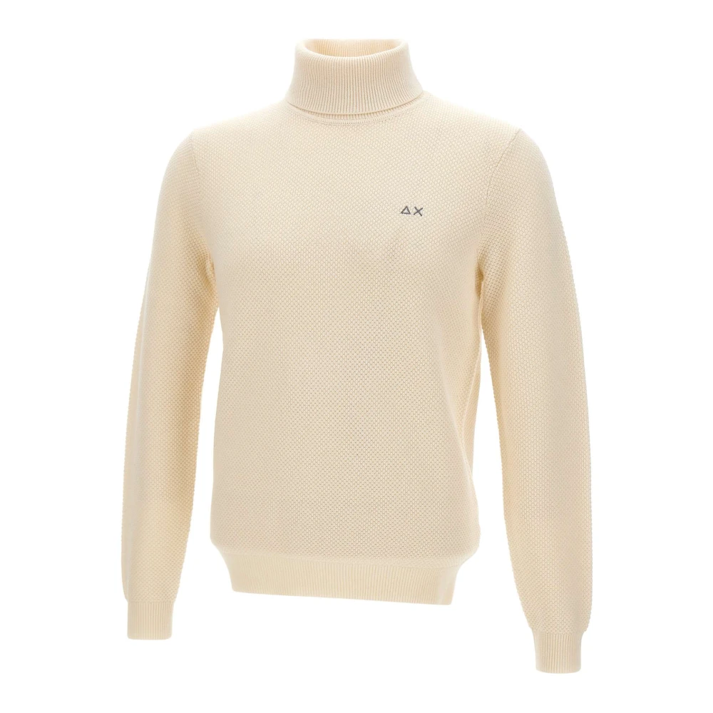 Sun68 Men's Beige Wool And Cotton Turtleneck Jumper - Turtlenecks - L - Knitwear