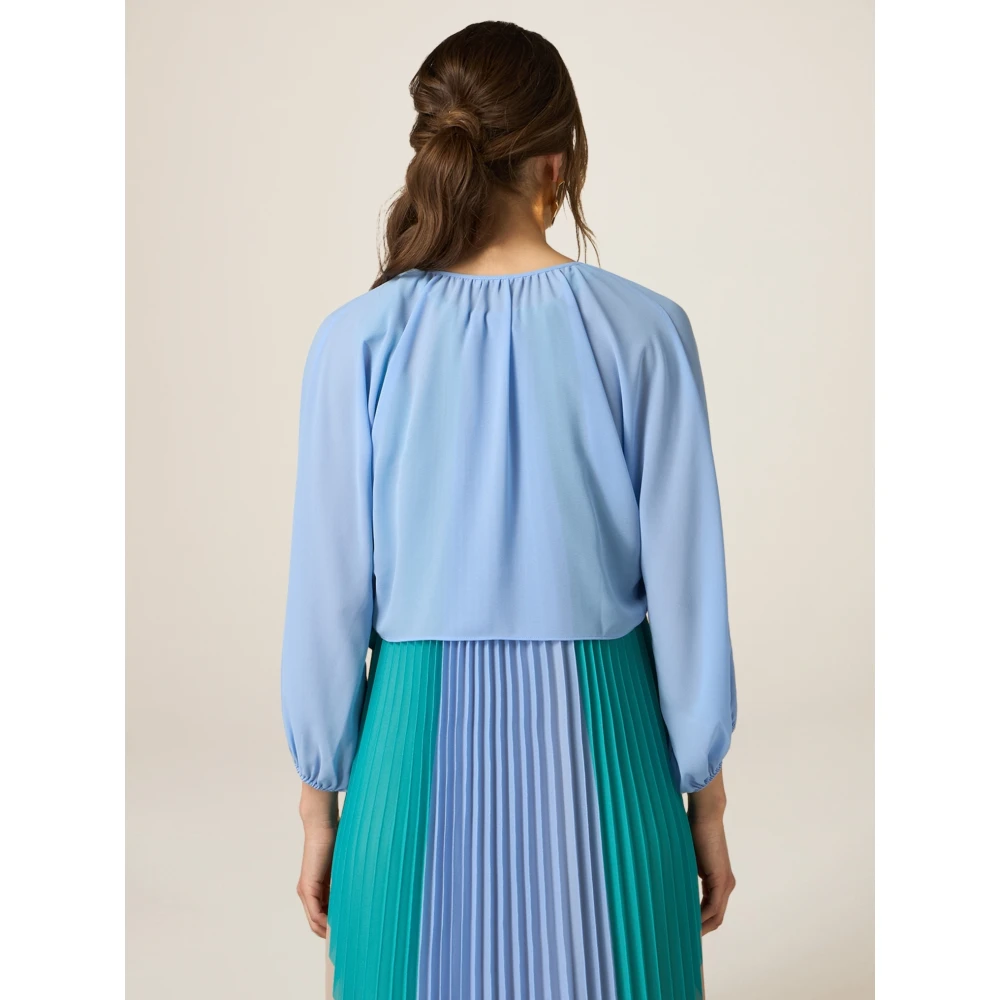 Oltre Georgette Bolero met Juweelknoopsluiting Blue Dames