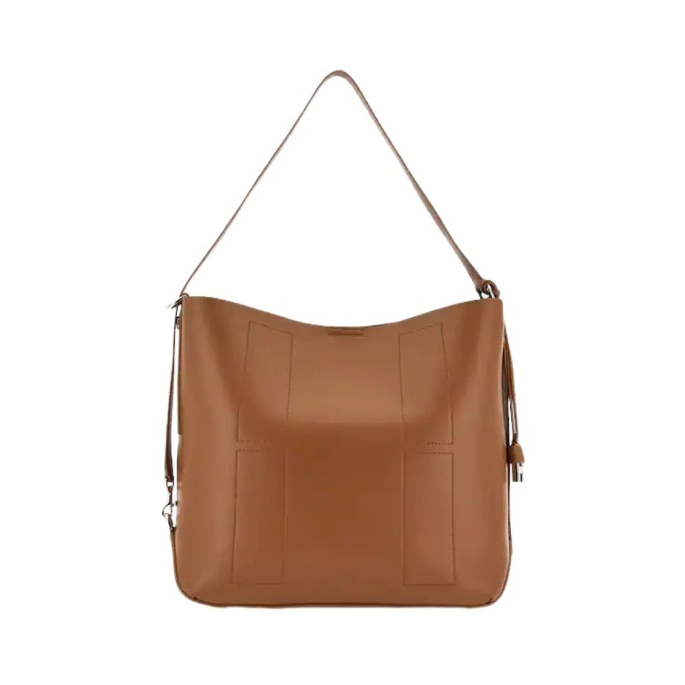 Hogan Leren Hobo Schoudertas in Cuoio Brown Dames