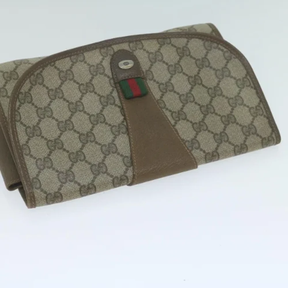 Gucci Vintage Pre-owned Canvas clutches Beige Dames