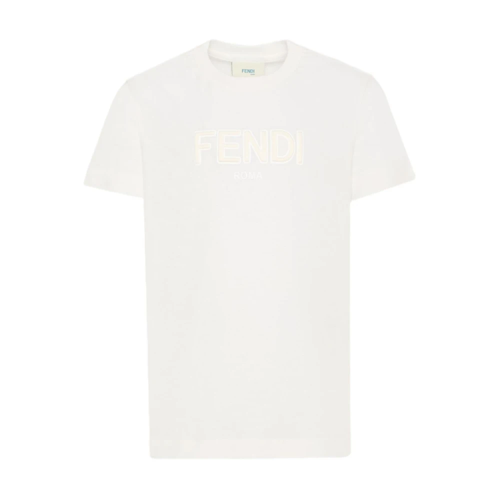 Fendi Men's White Maglia Girocollo Con Logo