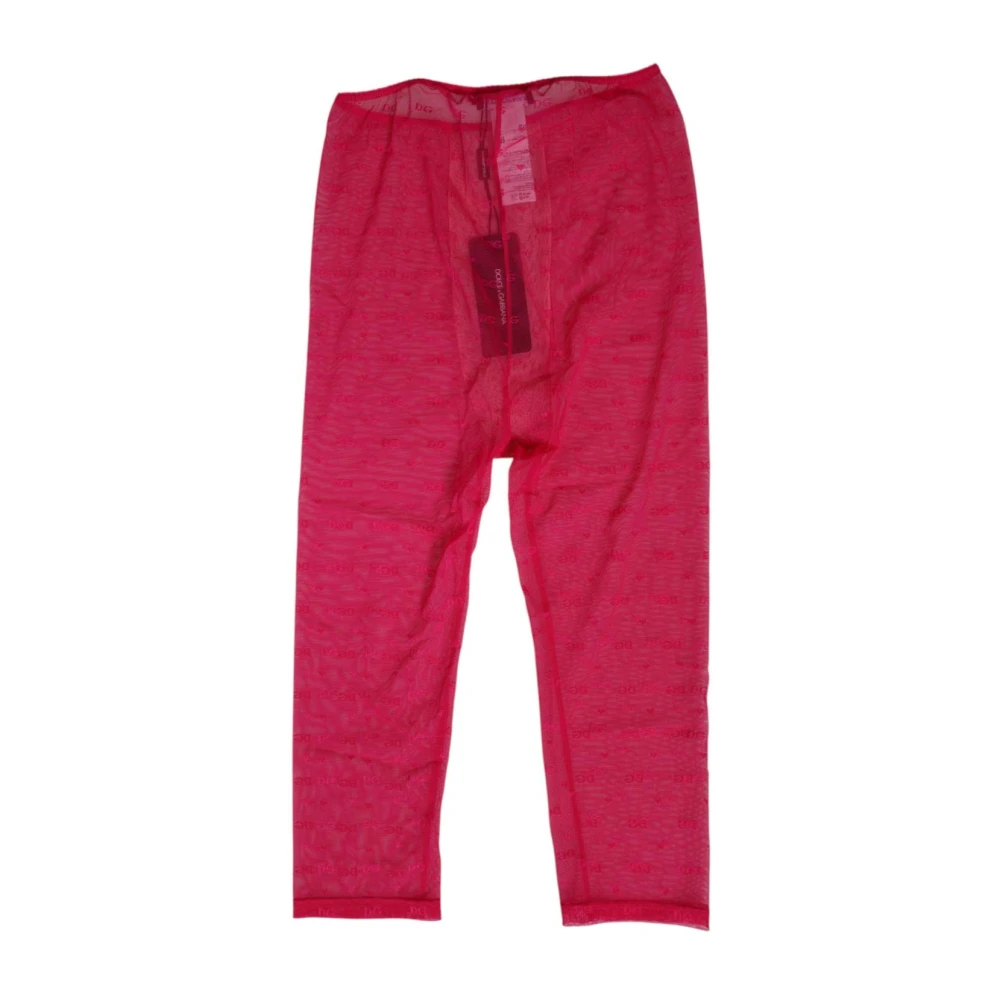 Dolce & Gabbana Women's Fuchsia Lace Tight Midi Trousers