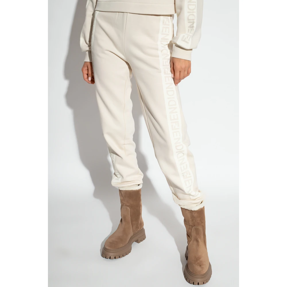 Fendi Sweatpants met logo Beige Dames