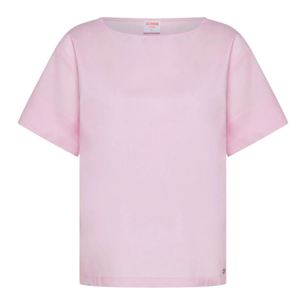 Sun68 Ciclamino Katoenen Slim Fit T-shirt Pink Dames