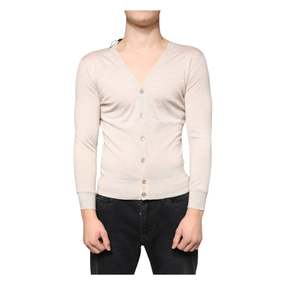 Dolce & Gabbana Men's Beige Cashmere Button Down Cardigan