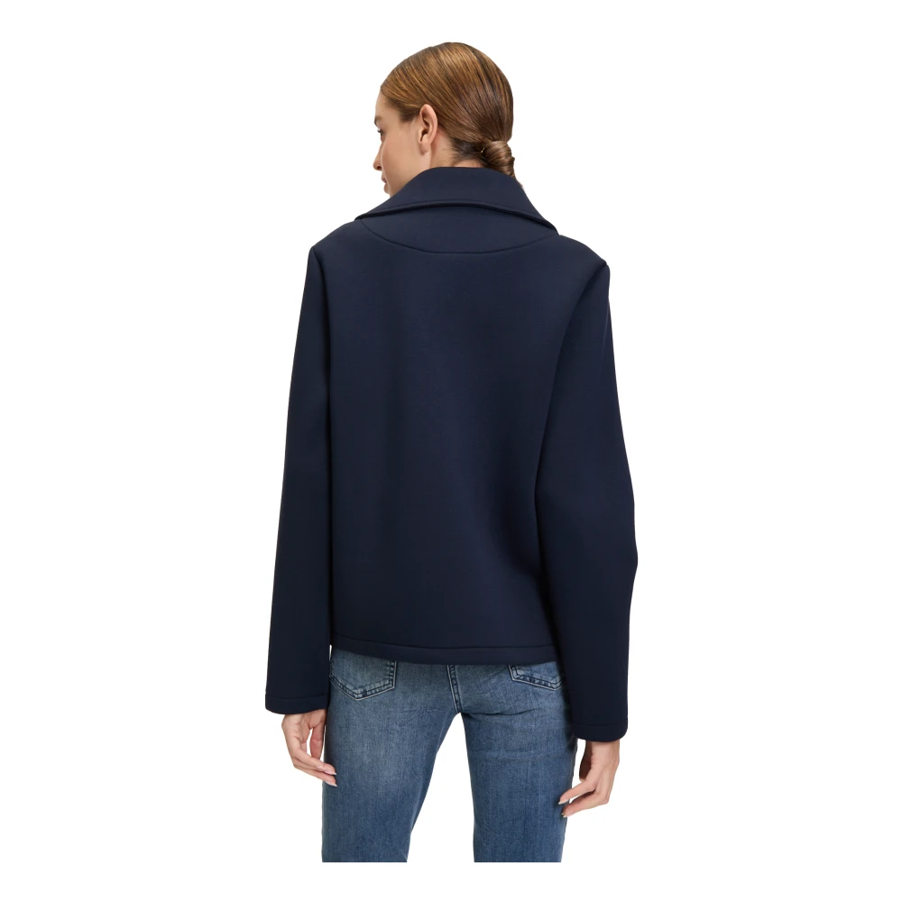 Amber & June Moderne Blazerjas met Reverskraag Blue Dames