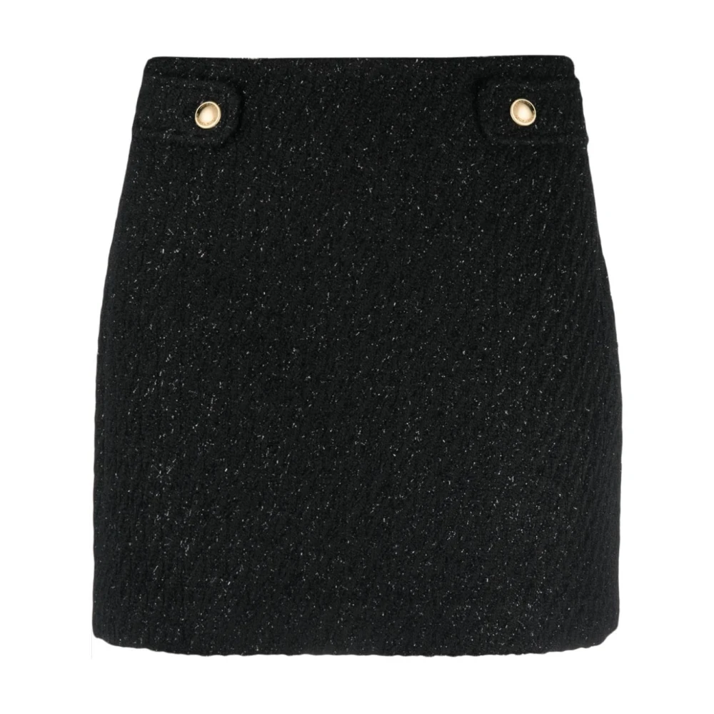 Michael Kors Hoge Taille Tweed Mini Rok Black Dames