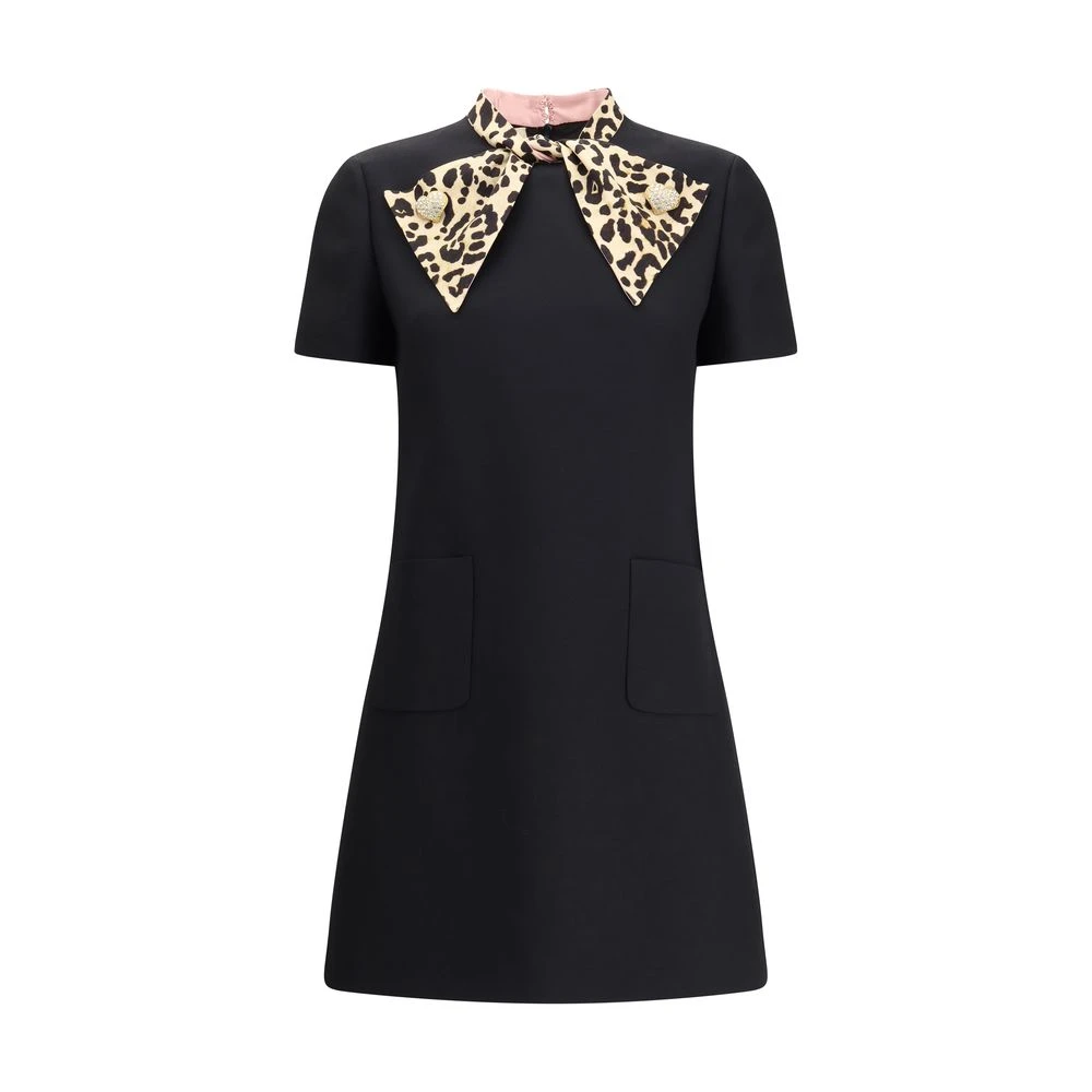 Valentino , Short Dresses, Female, Black, M, Animal Bow Short Dress