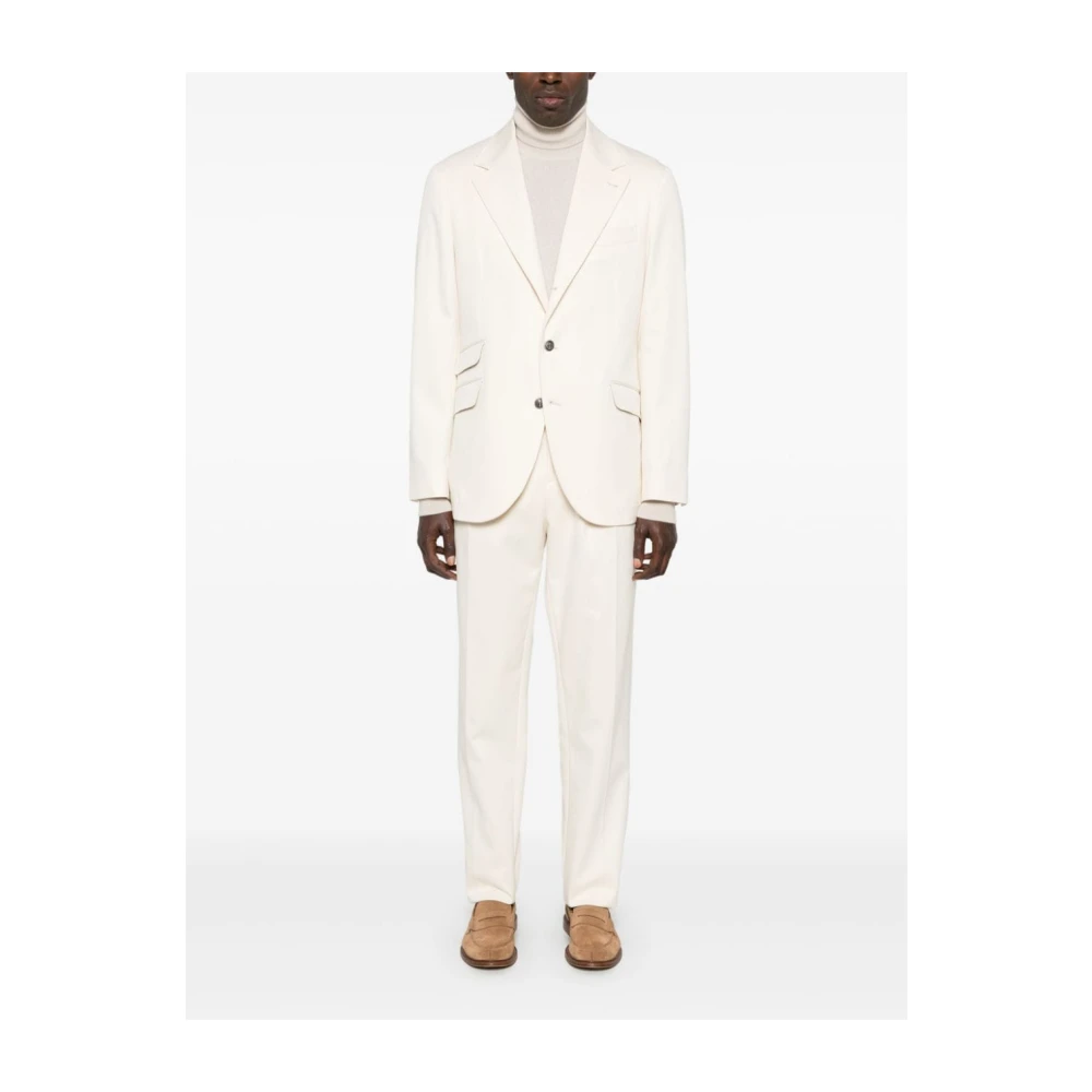 BRUNELLO CUCINELLI Gestructureerde Witte Blazer en Broek Set White Heren