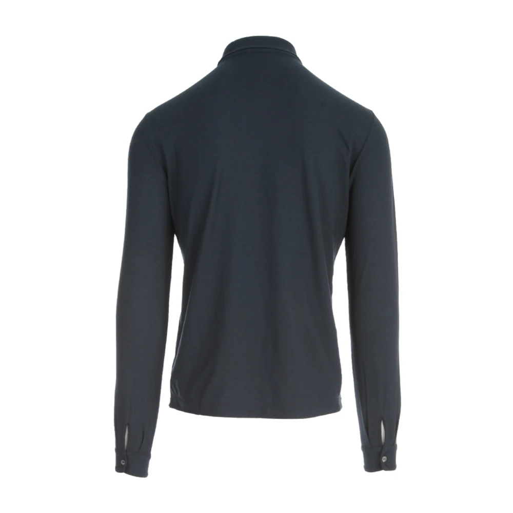 Zanone Blauw Polo met Lange Mouwen Blue Heren