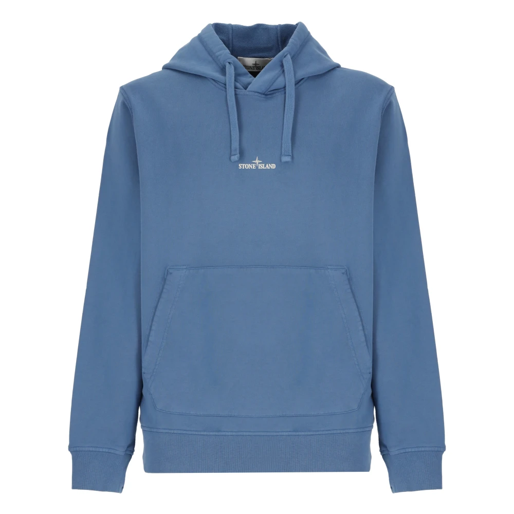Stone Island Blauwe Katoenen Hoodie met Logo's Blue Heren