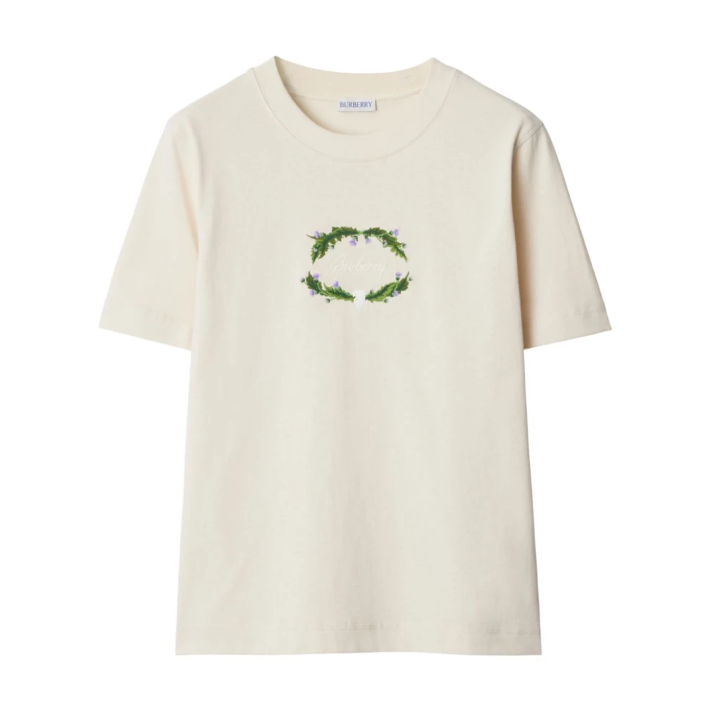 Burberry Natuurlijk Logo Bloemen T-shirt White Dames