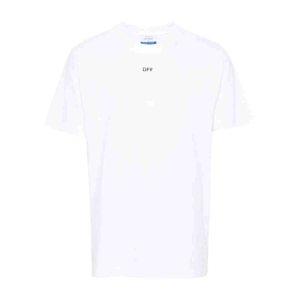 Off White Logo Print Crew Neck T-shirt White Heren