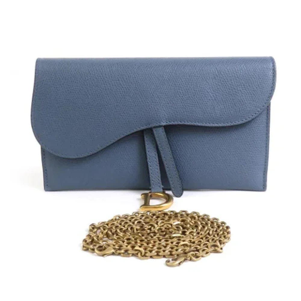 Dior Vintage Pre-owned Leather wallets Blue Dames