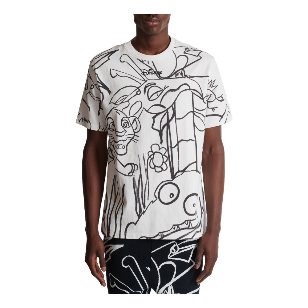 Balmain Diney x: The Lion King Ruimvallend bedrukt kindershirt White Heren