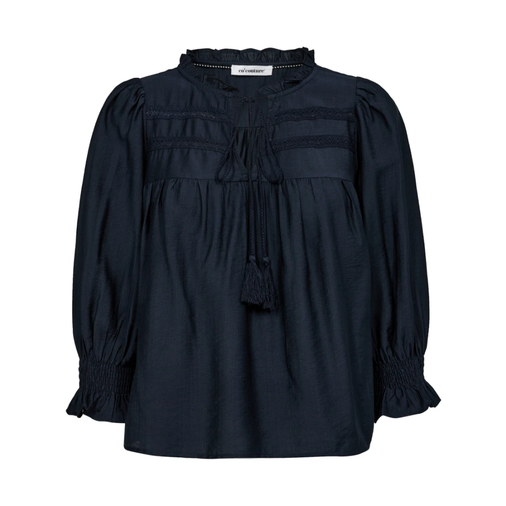 Co'Couture Kanten Strik Blouse Blue Dames