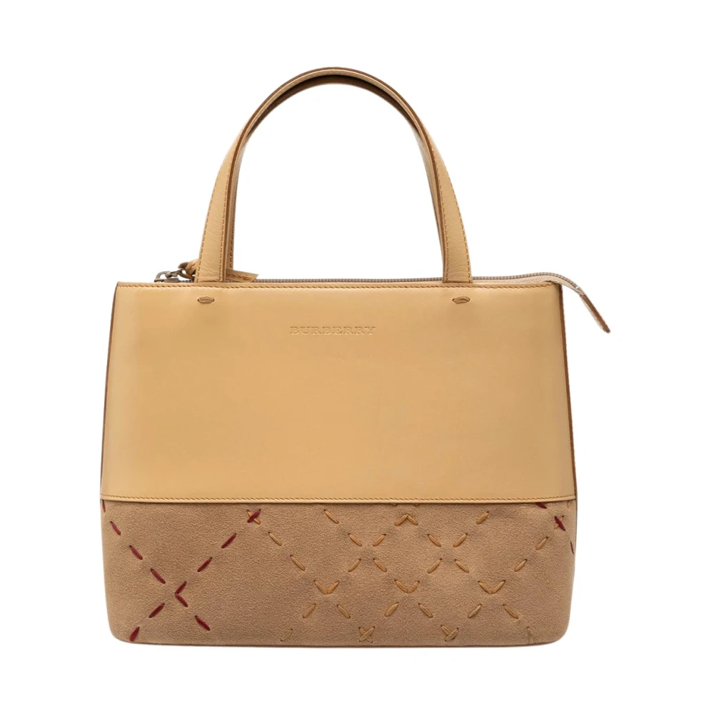 Burberry Vintage Women's Brown Vintage Handbags, One Size, Pre-Owned Structured Leather Tote Bag