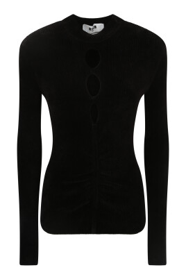 tricot-noir-col-haut-manches-longues