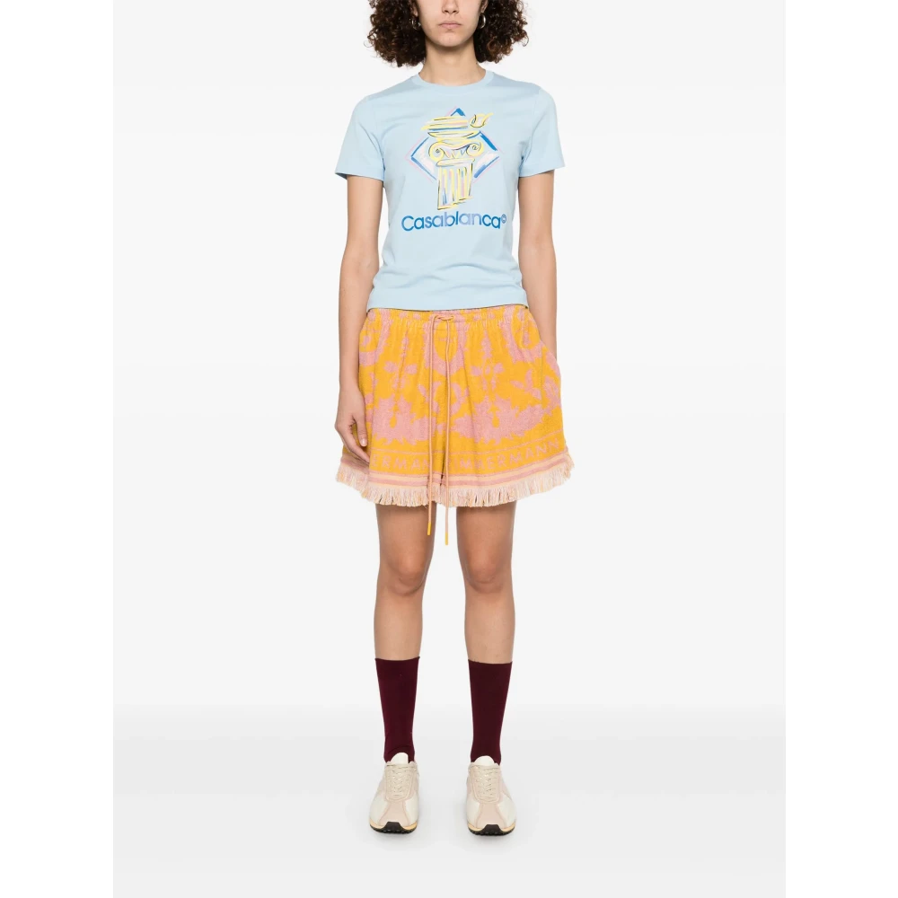 Casablanca Blauw Bedrukte Crewneck T-shirts en Polos Blue Dames