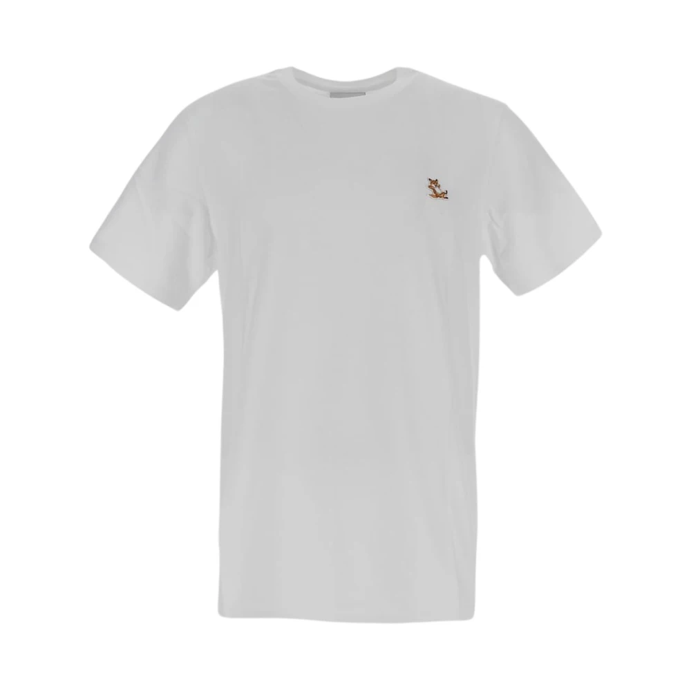 Maison Kitsuné T-shirts en Polos met Handtekening Vos Motief White Heren