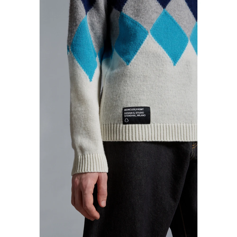 Moncler Argyle Crew Neck Wool Cashmere Sweater Multicolor Heren