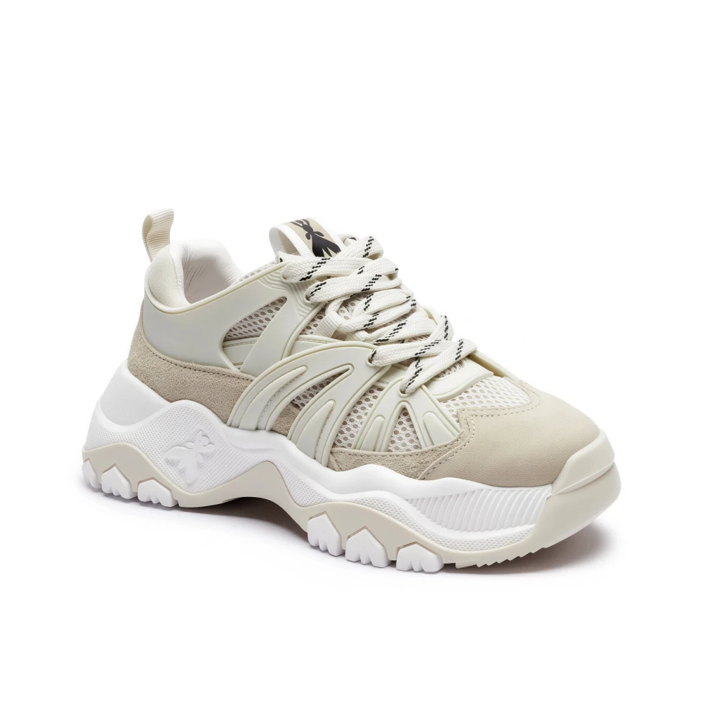 Patrizia Pepe Femme Beige - Leather Running Baskets - Chaussures - Taille: 35 Eu