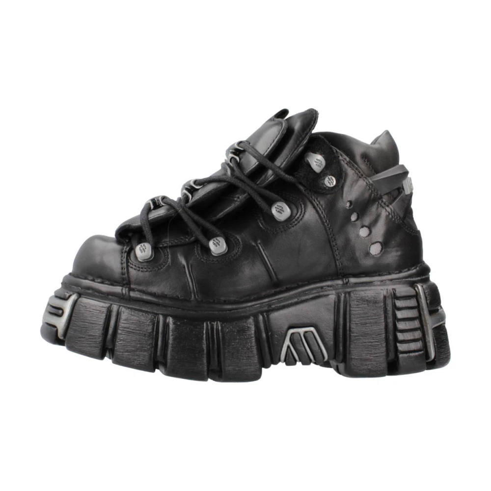 New Rock Black Stylish Lace-Up Boots - Female - Lace-Up Boots - 12 Uk - Shoes
