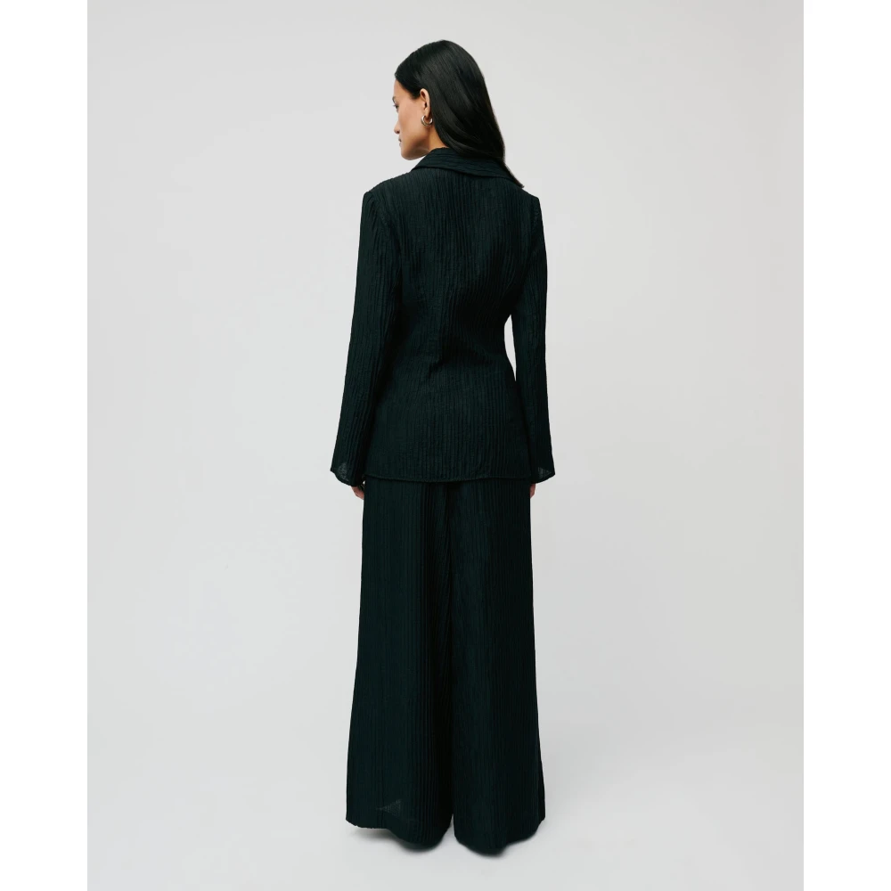 IVY OAK Geplooide Viscose Blouse Knoopsluiting Black Dames