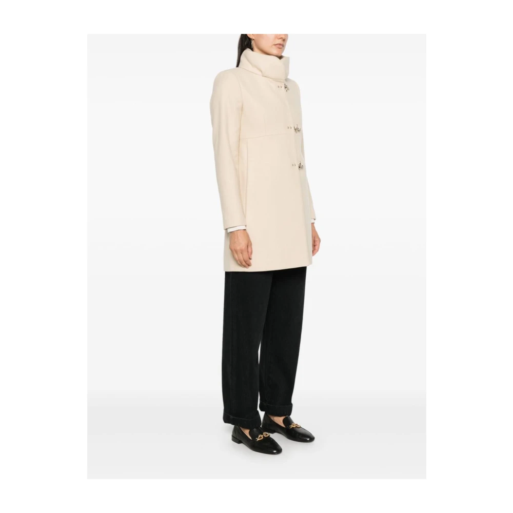 Fay Beige Wollen Jas met Funnel Hals Beige Dames