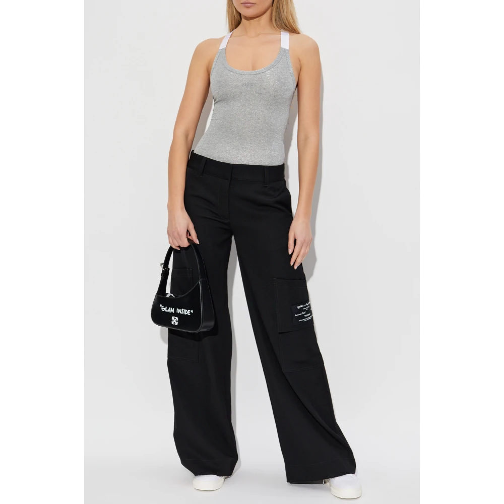 Off White Top met lurex draad Gray Dames