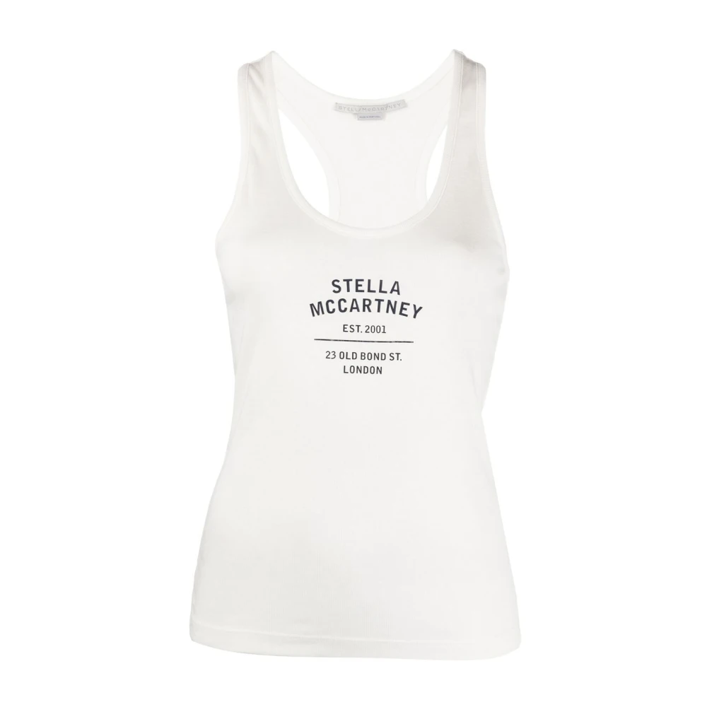Stella Mccartney Witte Logo-Print Racerback Top White Dames