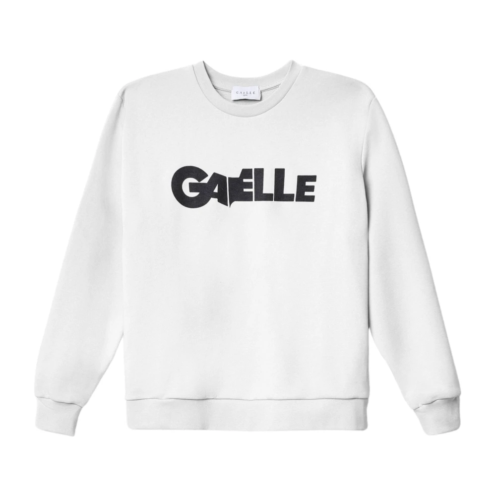 Gaëlle Paris White Cotton Sweatshirt With Logo - Female - Sweatshirts - M - Sweatshirts & Hoodies