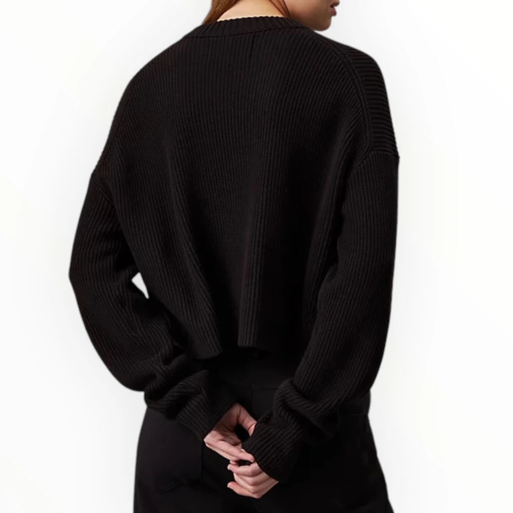 Calvin Klein Regular Sweater met Logo Intarsia Black Dames