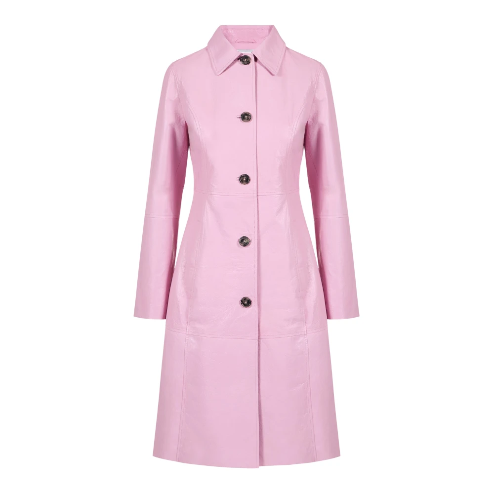 Iceberg Kvinno Rosa Jackor Dam, 2XS, Läder, Tvåfärgad Nappa Läderrock