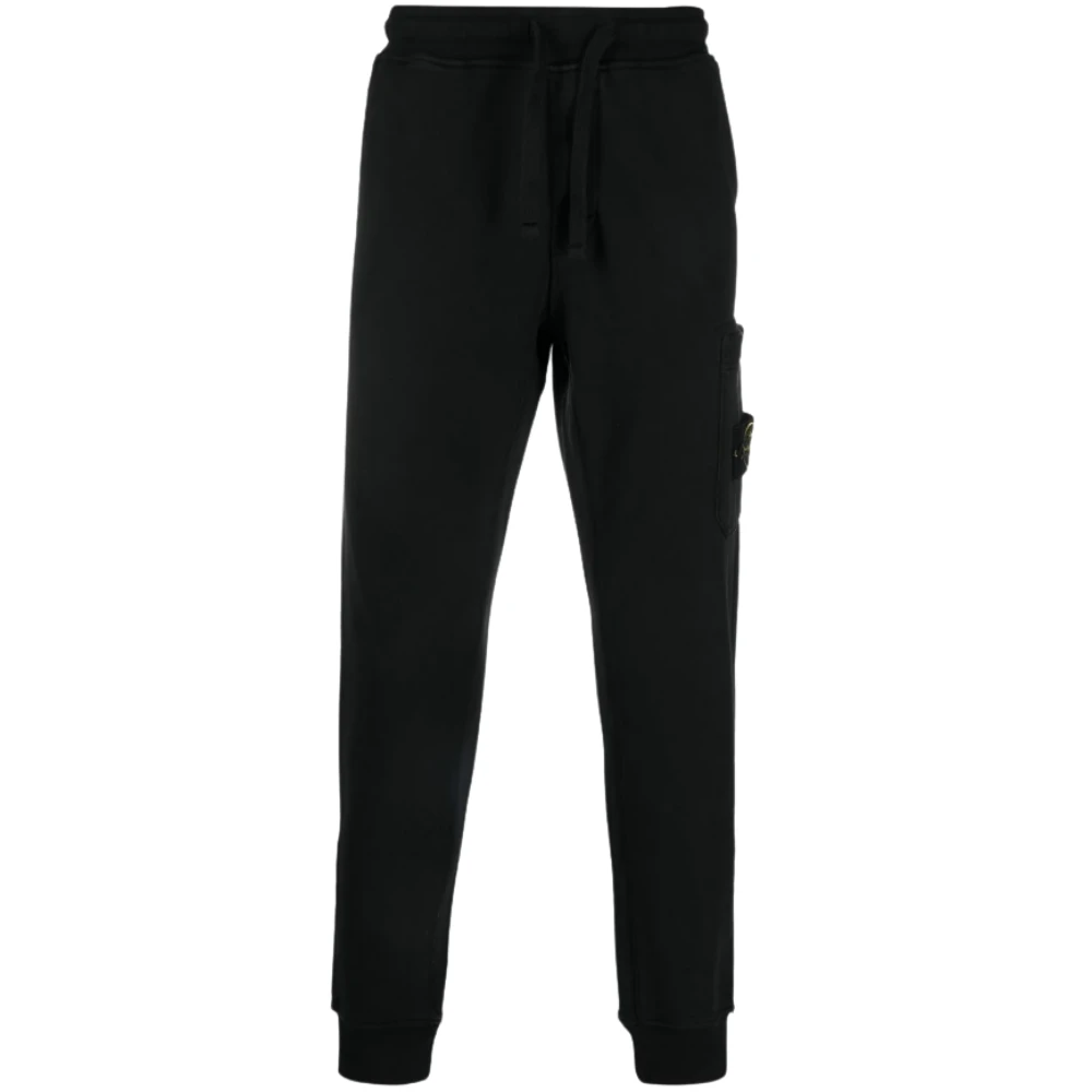 Stone Island , Sweatpants, Male, Black, M, Logo Detail Cotton Track Trousers