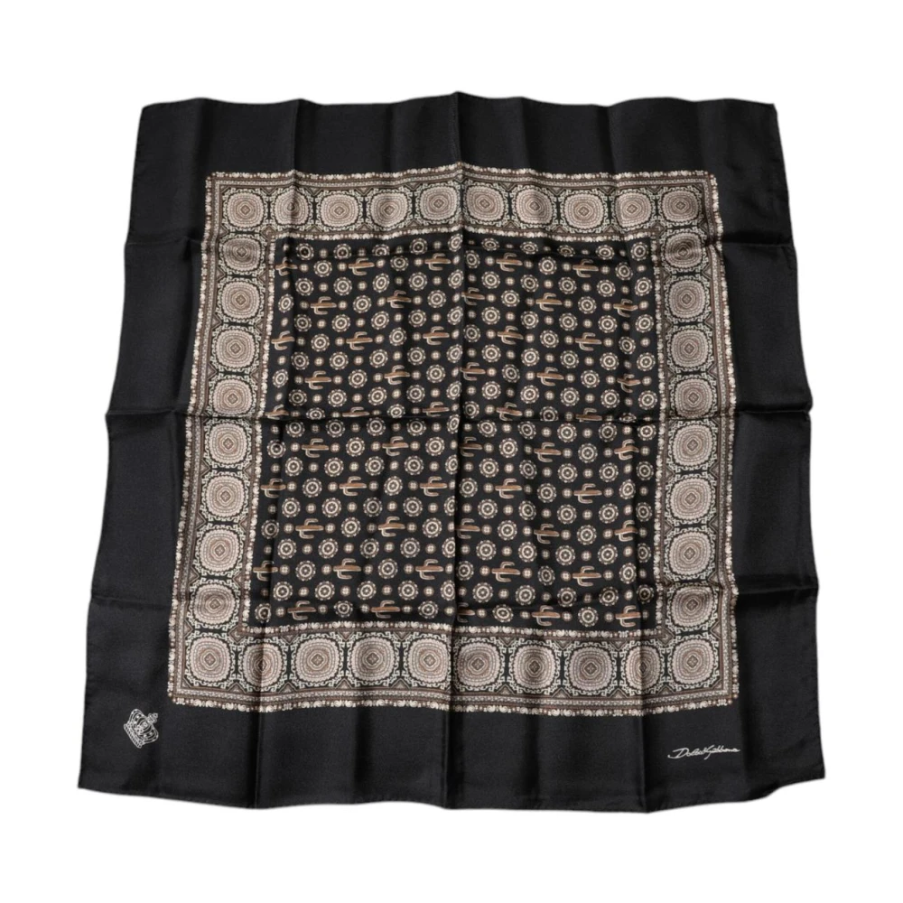 Dolce & Gabbana Men's Multicolor Silky Scarves, One Size, Cactus Square Handkerchief Scarf
