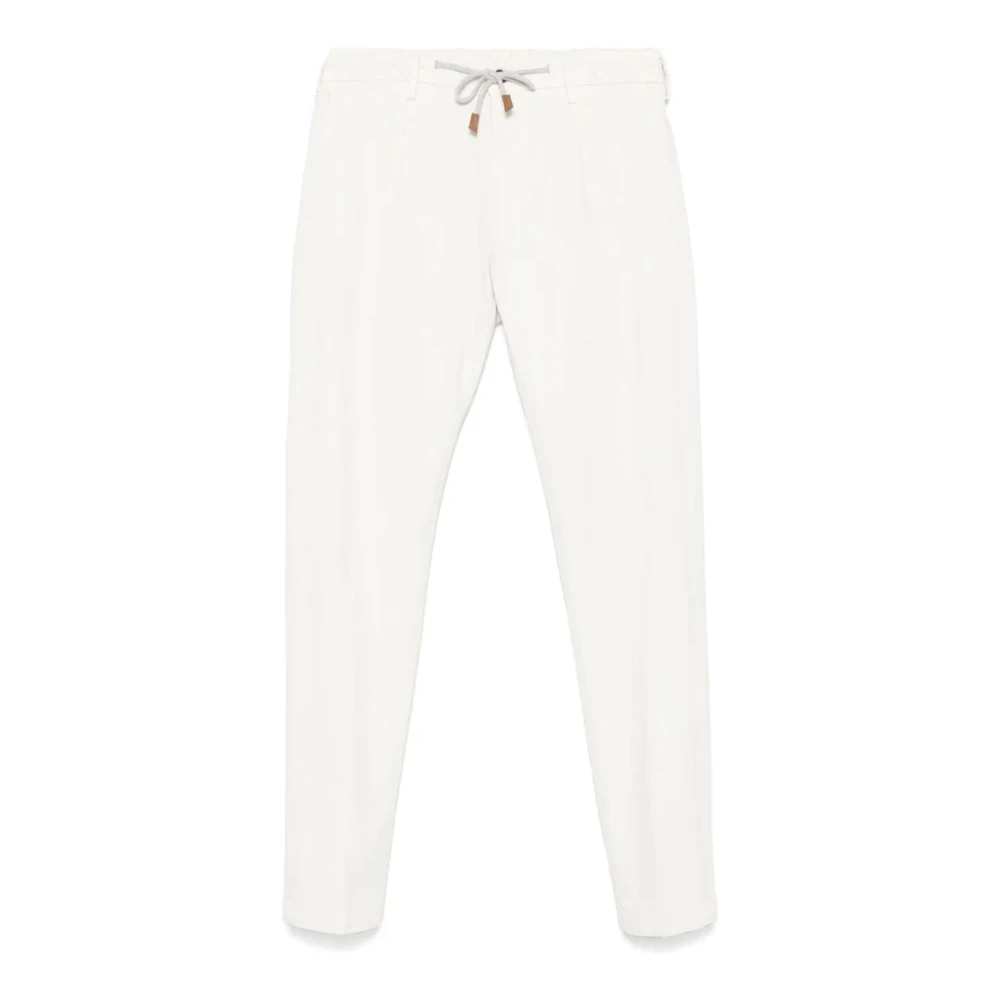 Eleventy Witte katoenen broek met trekkoord taille White Heren