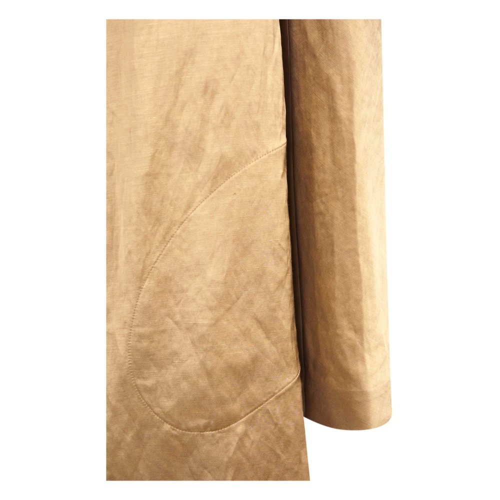 Cortana Linnen en Viscose Lange Jas Cacao Yellow Dames