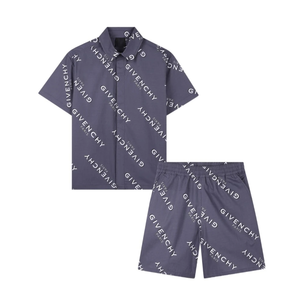 Givenchy Boys Gray Kids Sets, 5 Y, Cotton Logo Shirt And Shorts Set
