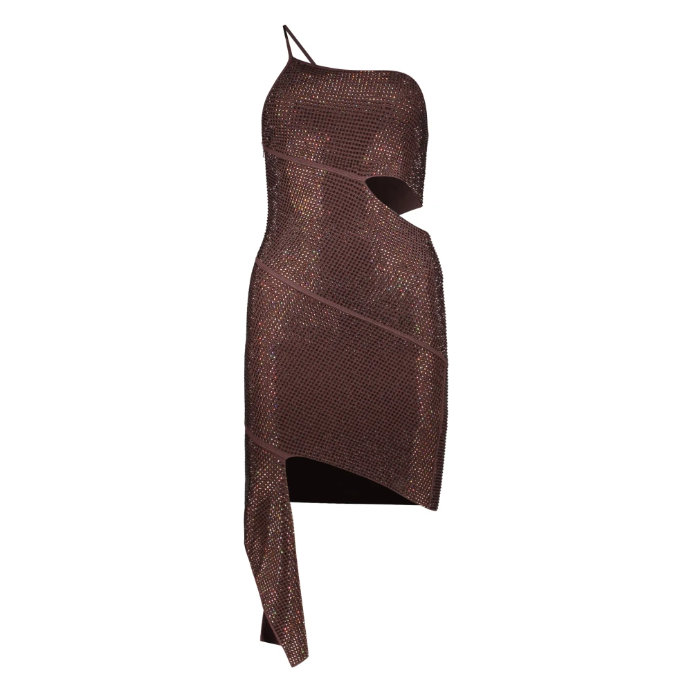 Andrea Adamo Asymmetrische Mini Jurk met Uitgesneden Details Brown Dames