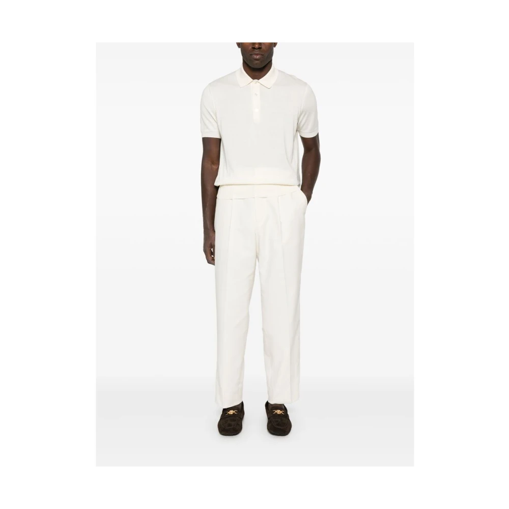 Tom Ford Beige Polo Kraag Gebreide Trui White Heren