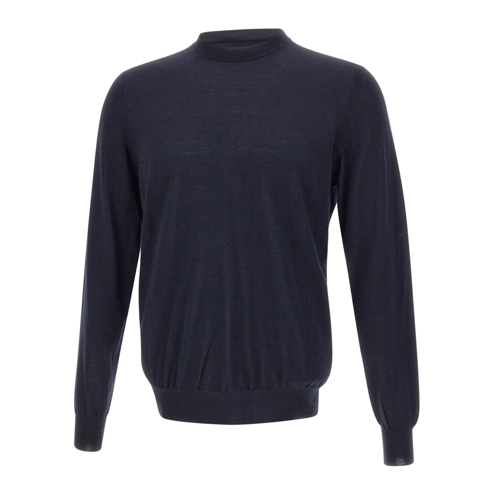 Filippo De Laurentiis Blue Wool Silk Cashmere Crewneck - Male - Turtlenecks - S - Knitwear