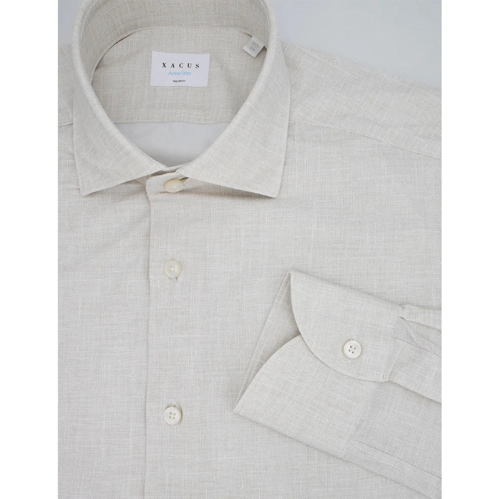 Xacus Verfijnd Effect Frans Kraag Overhemd Beige Heren