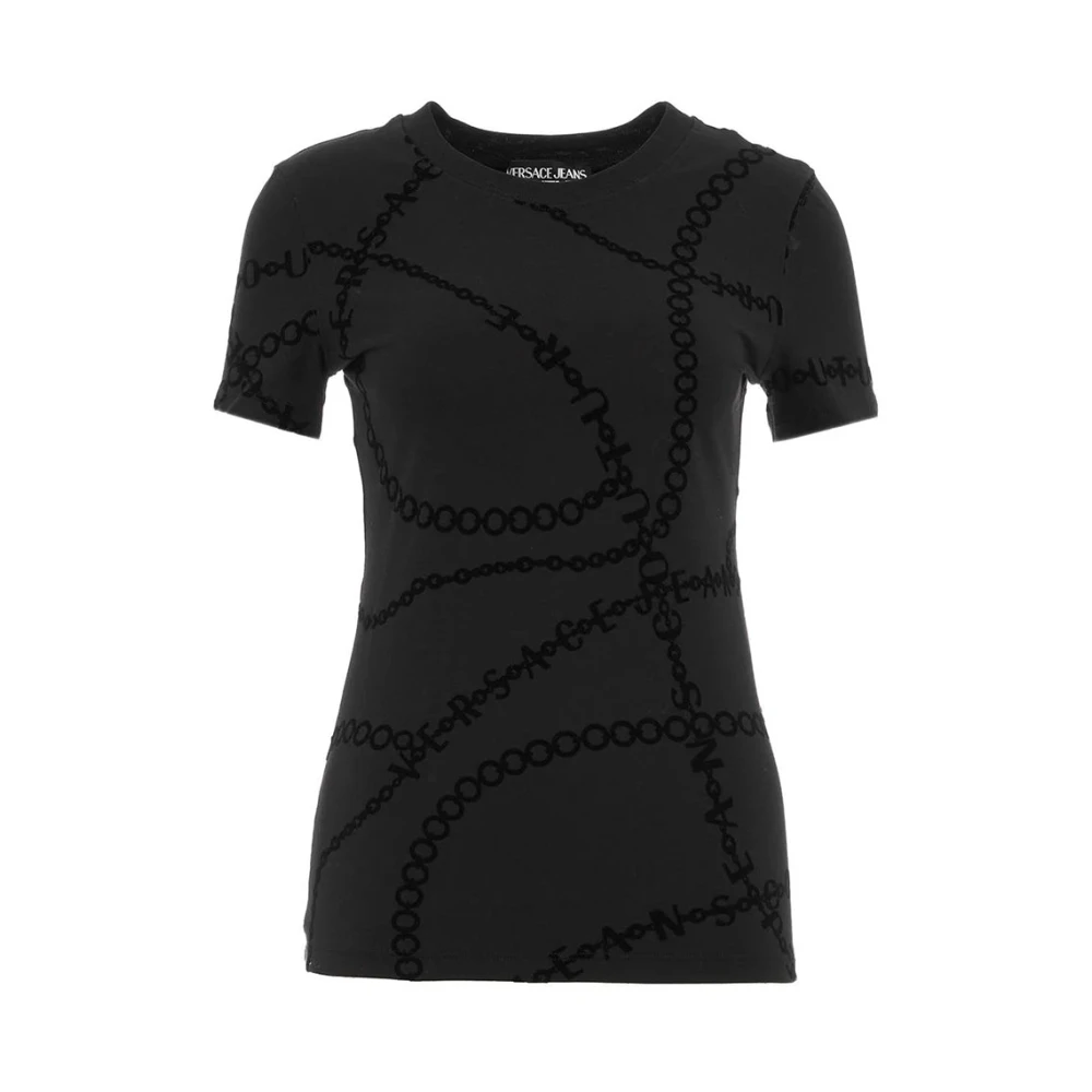 Versace Jeans Couture Flock Ketting en Logo T-Shirt Black Dames