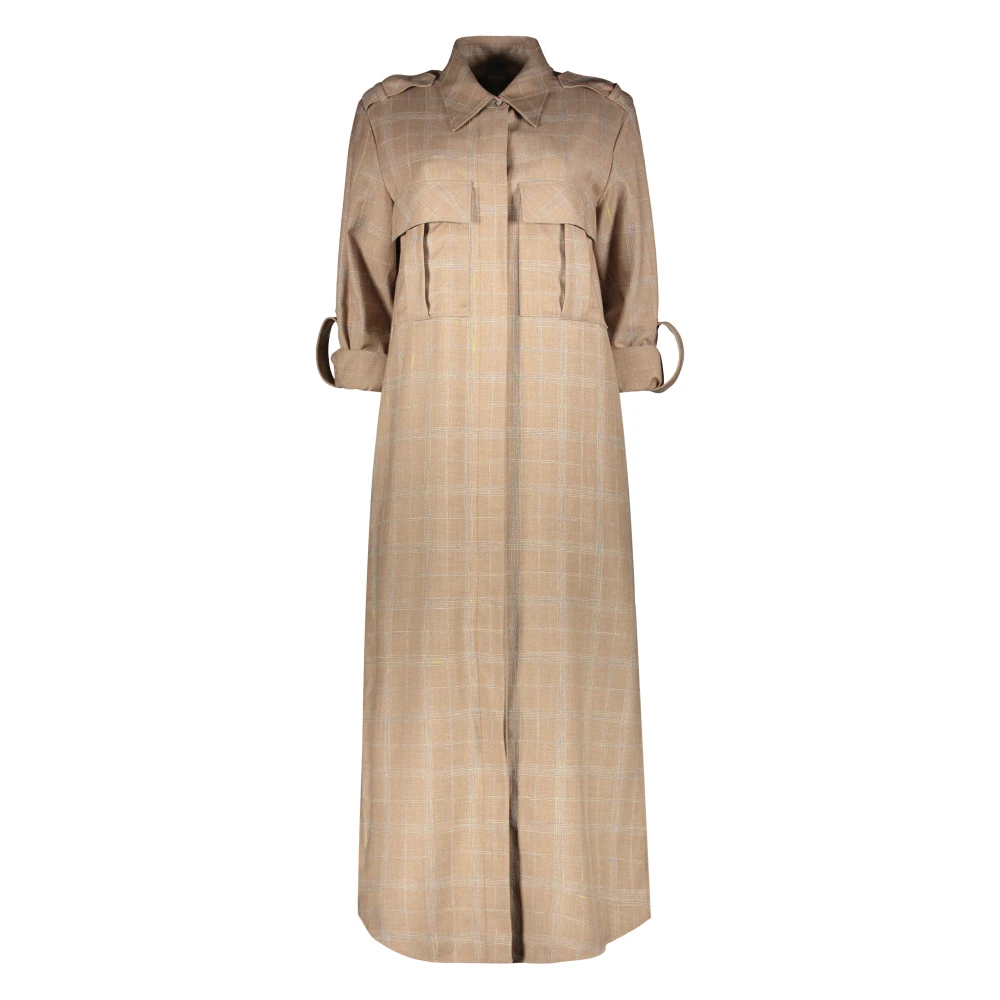 Lorena Antoniazzi Wollen Lange Jurk met Zakken Beige Dames