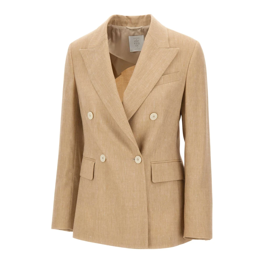 Eleventy Women's Beige Blazers, Xs, Double-Breasted Blazer
