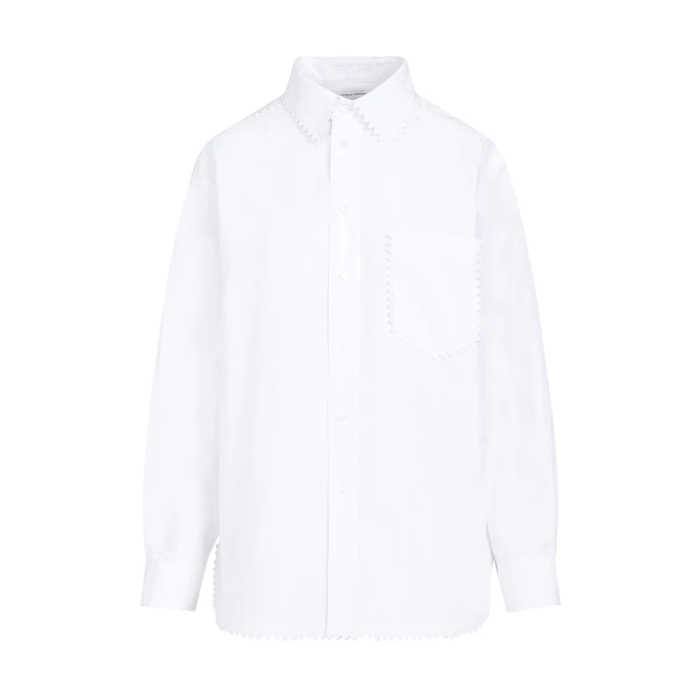 Bottega Veneta Witte Katoenen Overhemd Zigzag Details White Dames