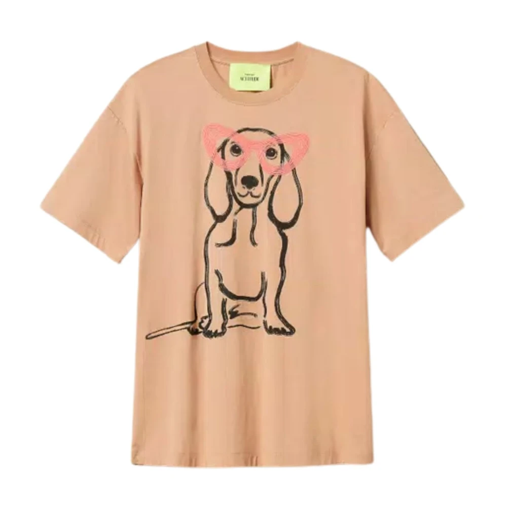 Twinset Women's Beige T-Shirts, S, Actitude Graphic T-Shirt