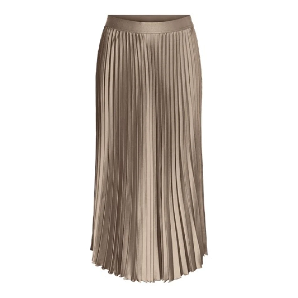 Y.A.S Midi Rok met Elastische Tailleband Beige Dames